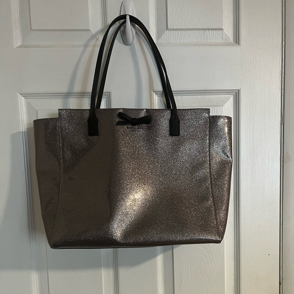 Kate Spade Silver Glitter Tote bag. Gently used great condition